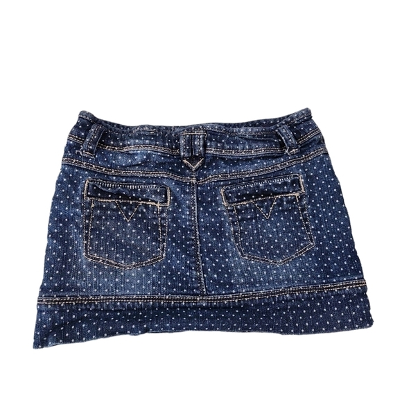 Arizona Jean Polka Dot Blue & White Denim Jean Skirt 99% Cotton 1% Spandex Sz 4T - Picture 2 of 4